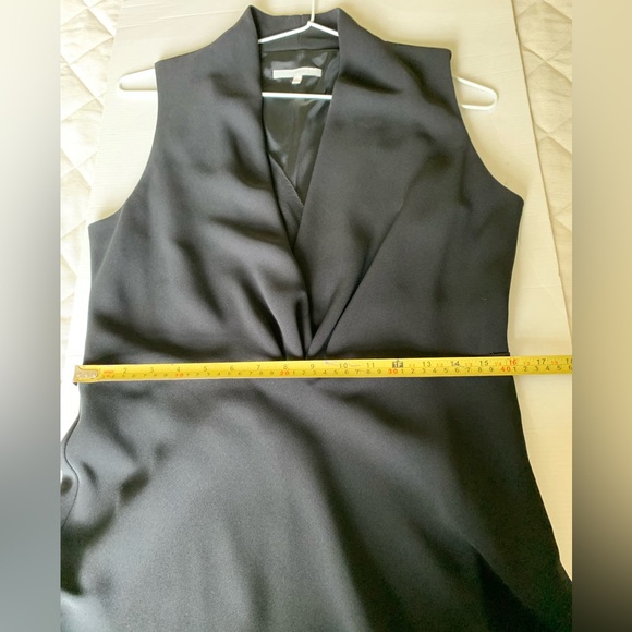 Black coctail prom party dress below the knee black sheer sexy deep V neck US 12 - Picture 12 of 14